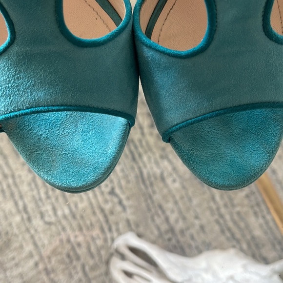 Turquoise blue suede Prada platform sandals - Picture 7 of 9